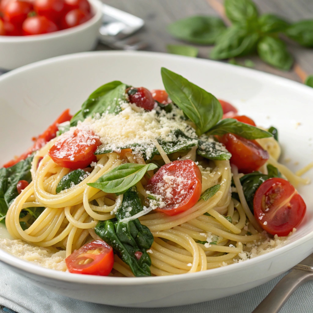 Quick Spinach Tomato Pasta