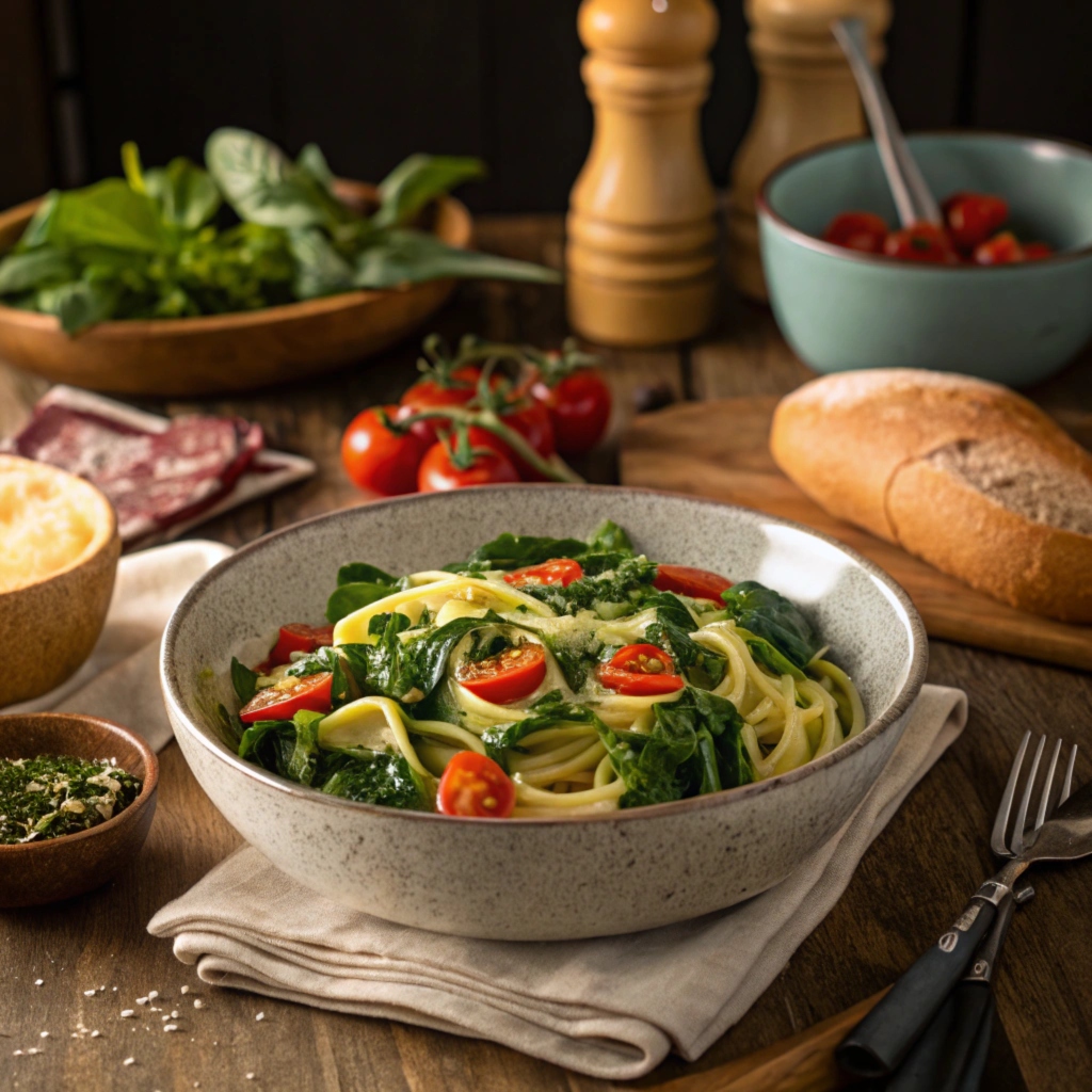 Quick Spinach Tomato Pasta Recipe